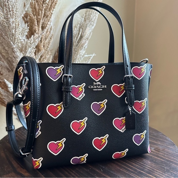 Coach Handbags - Coach Mollie Tote Bag 25 With Heart Bolt Print